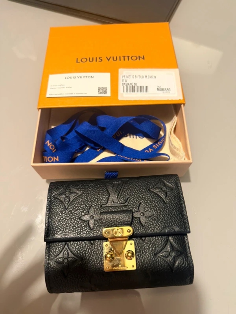 Louis Vuitton Black Embossed Monogram Leather Wallet with Gold Hardware - Picture 13 of 13